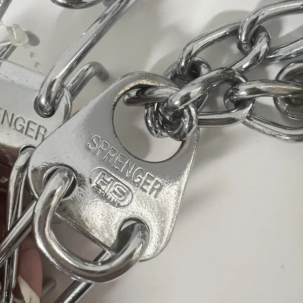 NEW Herm Sprenger Chrome Plated Steel Dog Prong Training Collar Two O-Rings 25”_5